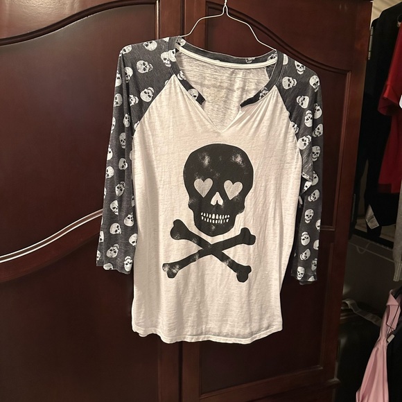 Grayson Threads Skull Raglan Tee - Black and White - Picture 1 of 2